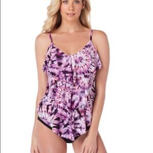 Magicsuit Good Vibes Rita Tankini Top Separate in Purple Tie Dye